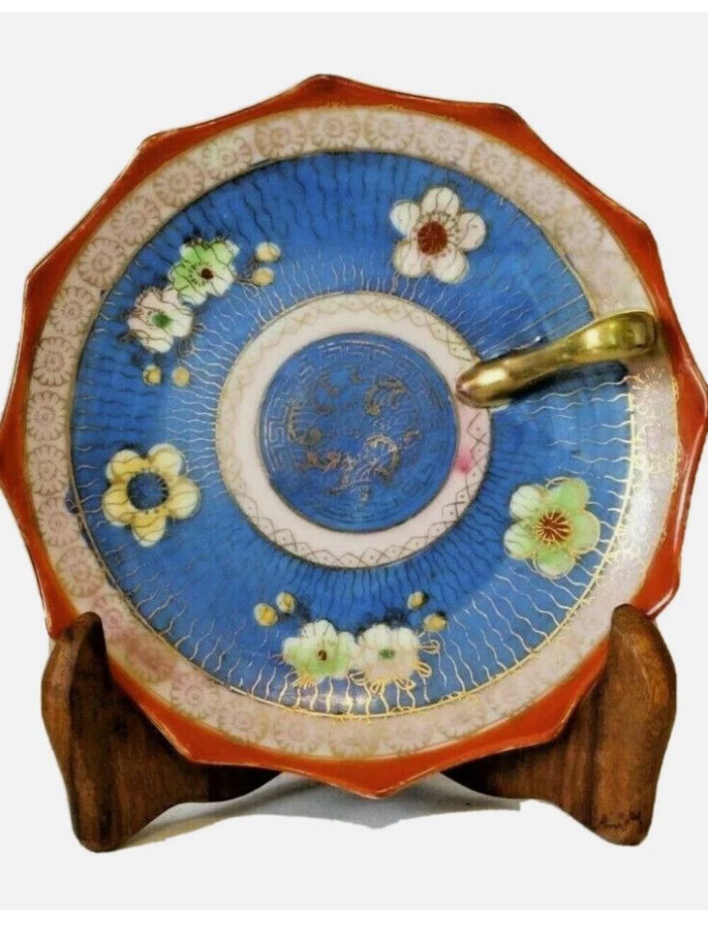Vintage 6" Japanese Moriage & Enamel Handled Tray – 1920s–1930s Made in Japan